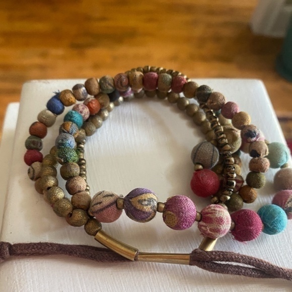Jewelry - Paper Beaded Bracelet and Matching Earrings